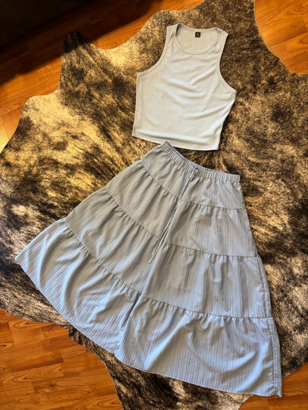 SHEIN Light Blue Maxi Skirt & Tank Top Matching Set, Size 0XL - Picture 6 of 13
